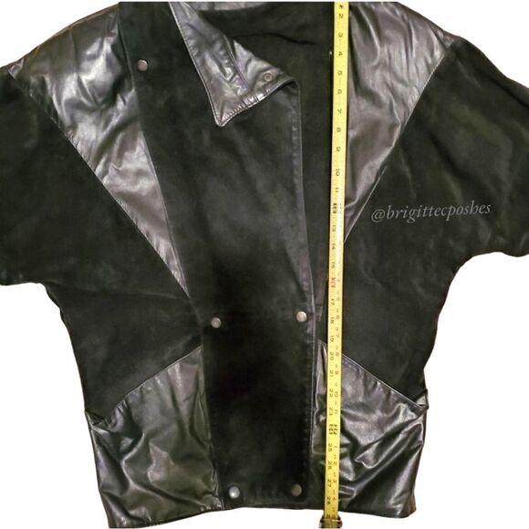 Vintage Comint Black Snap Suede Leather Coat Jacket Size Small - Picture 7 of 10